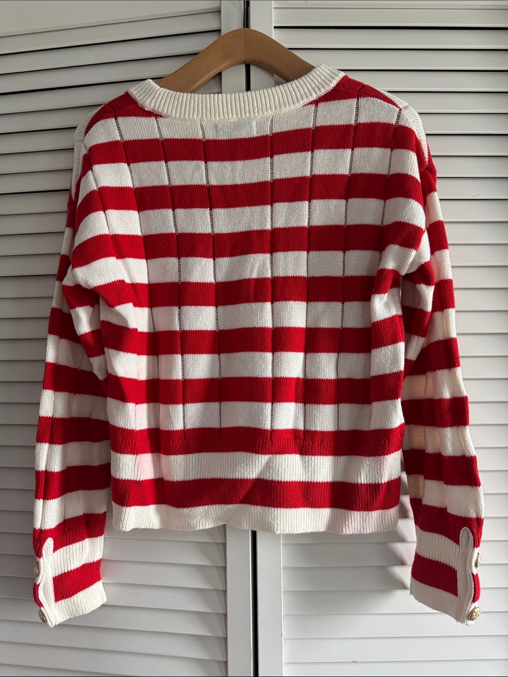 Evereve Red & White Striped Crewneck Sweater - Picture 3 of 5